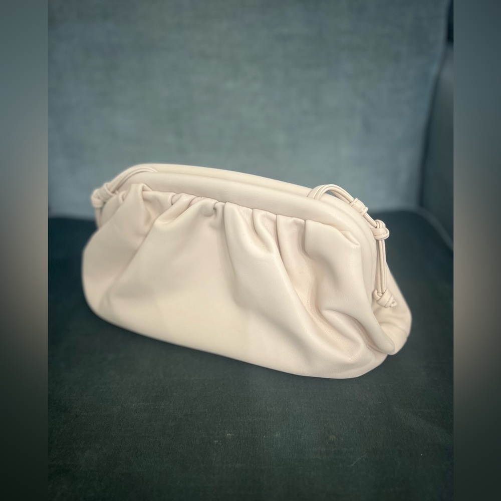 Soft Ruched Cream Clutch - Picture 2 of 3